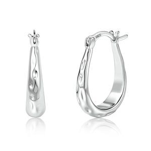 Sterling Silver Post Oval Hoop Earrings for Women Silver Hoop Earrings for Daily